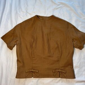 1960s Lanz Original Tan Bow Detailed Button down the back Shirt 🤍